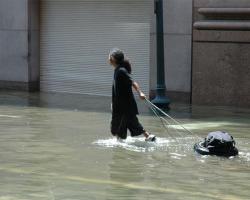 woman walking in water